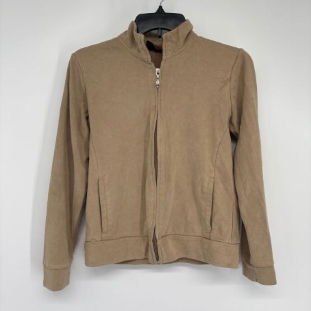 NY JEANS Women's Long Sleeve Full-Zipper Mock Neck Sweatshirt Jacket Tan XS
